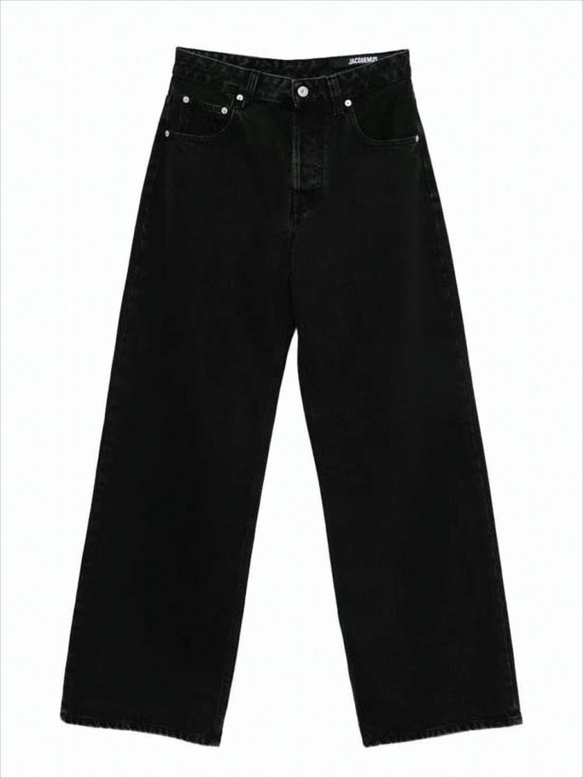 Wide-Leg Denim Pants With Classic Five-Pocket Design
