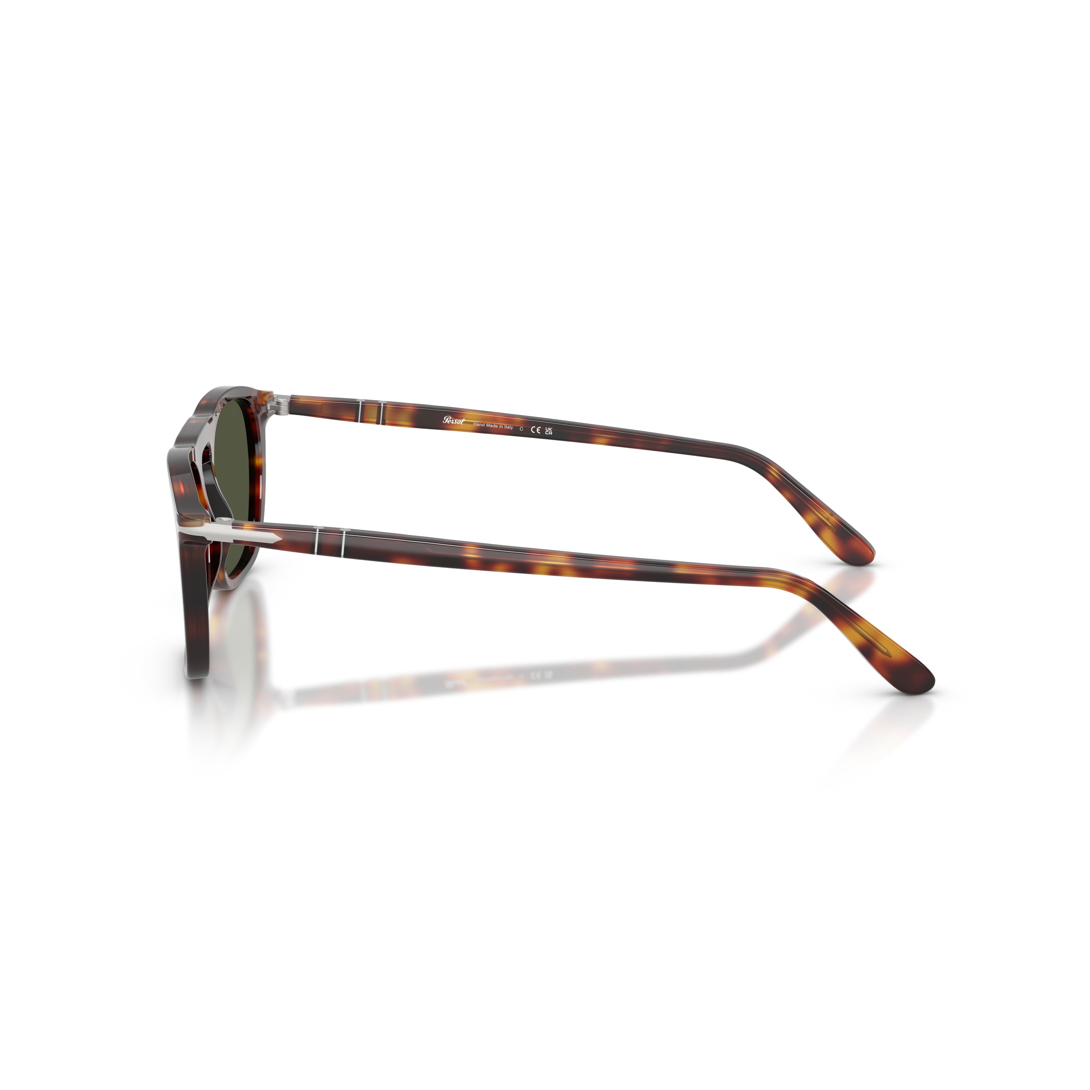 0po3391s Square Frame Tortoiseshell Acetate Sunglasses with Green Lenses