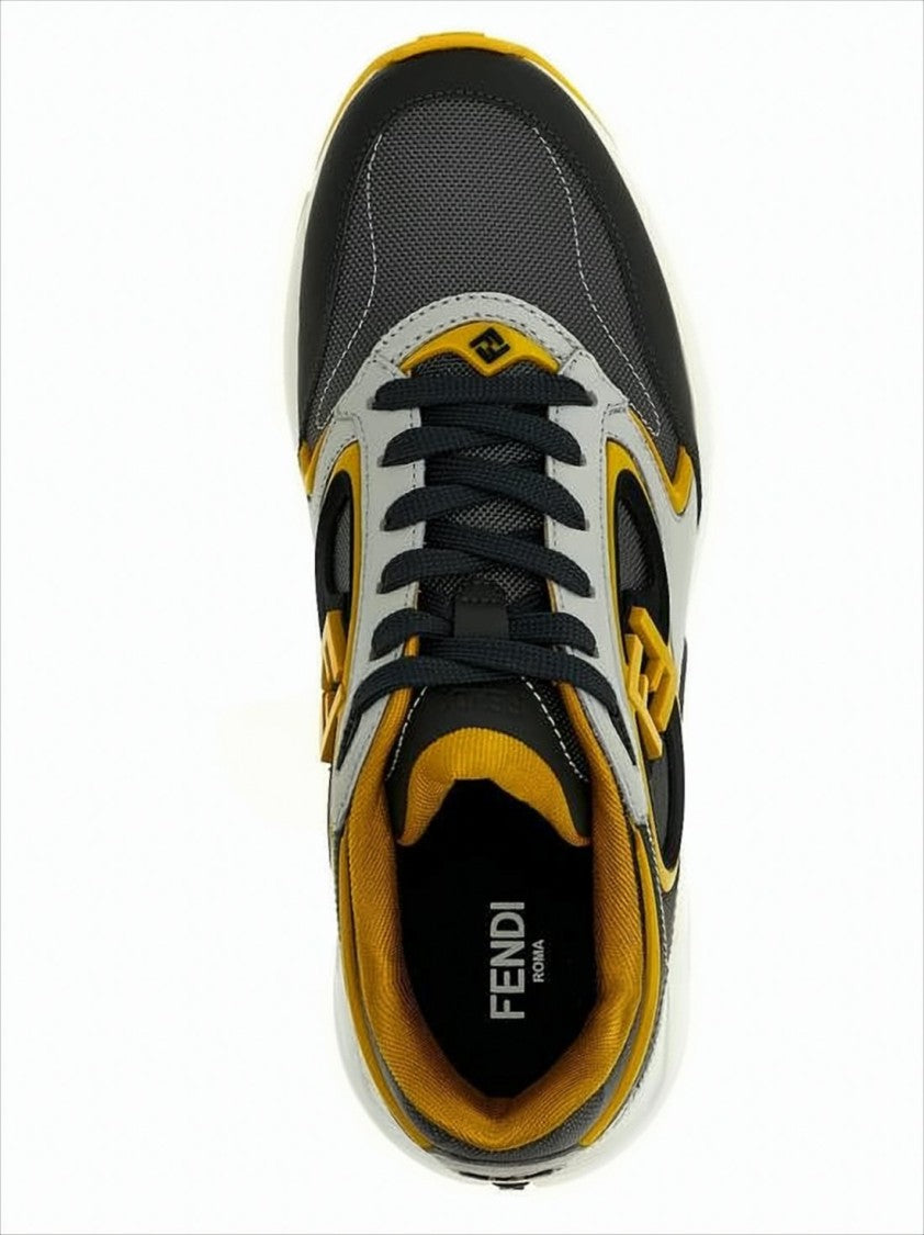Dynamic Layered Sneakers with Calf Leather