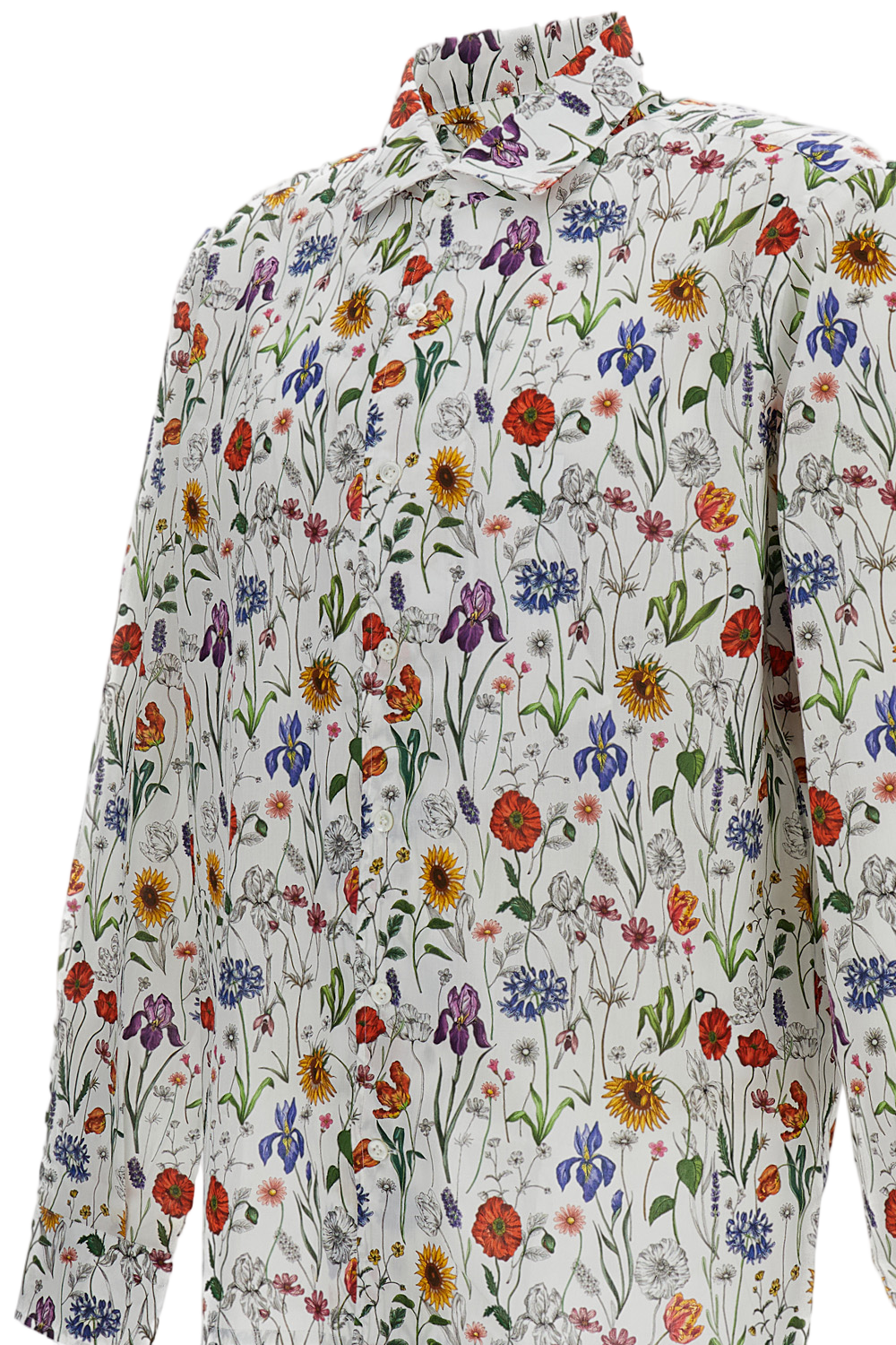 White Floral Cotton Shirt