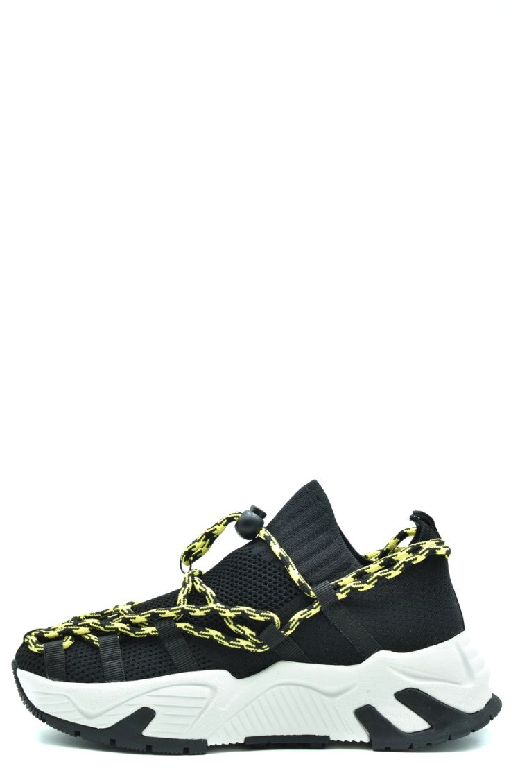 Sporty Black Mesh Sneakers With Sole