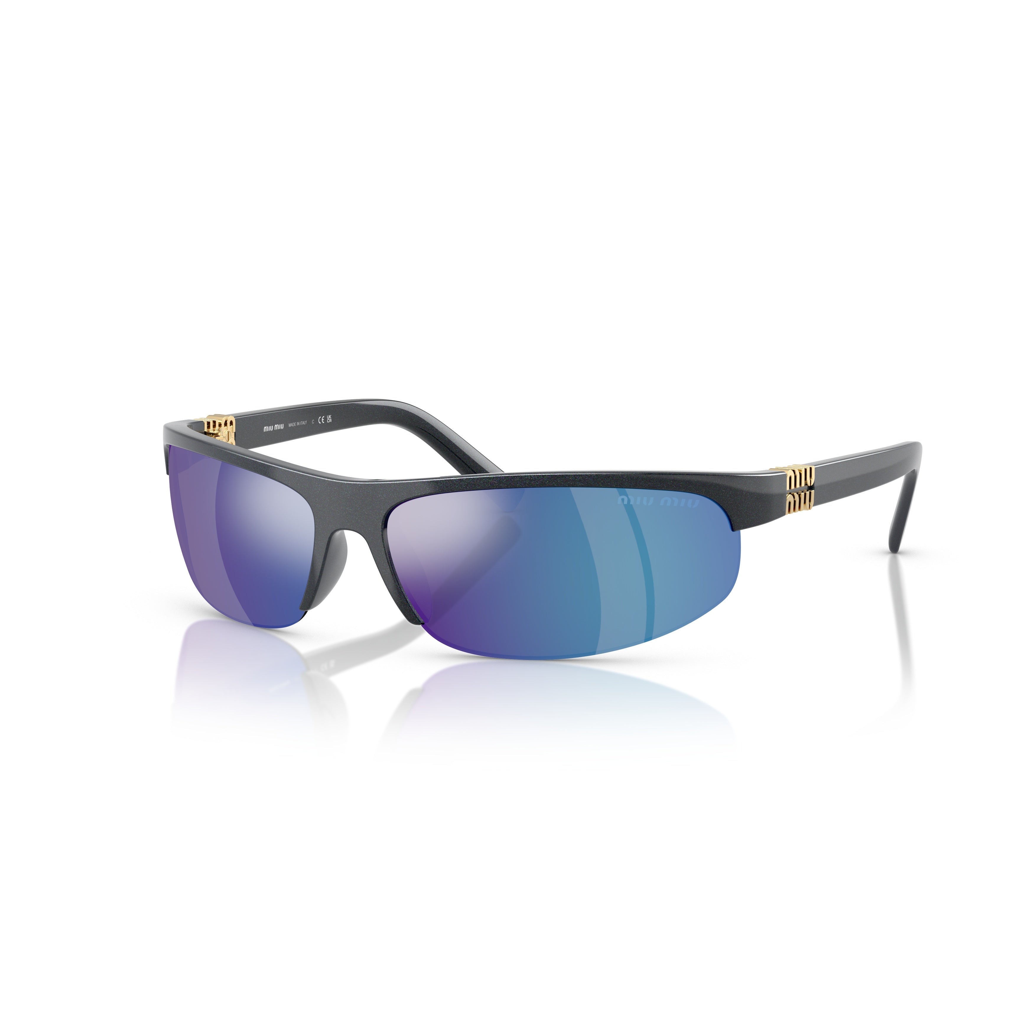 0mu A02s Semi-Rimless Black Sunglasses
