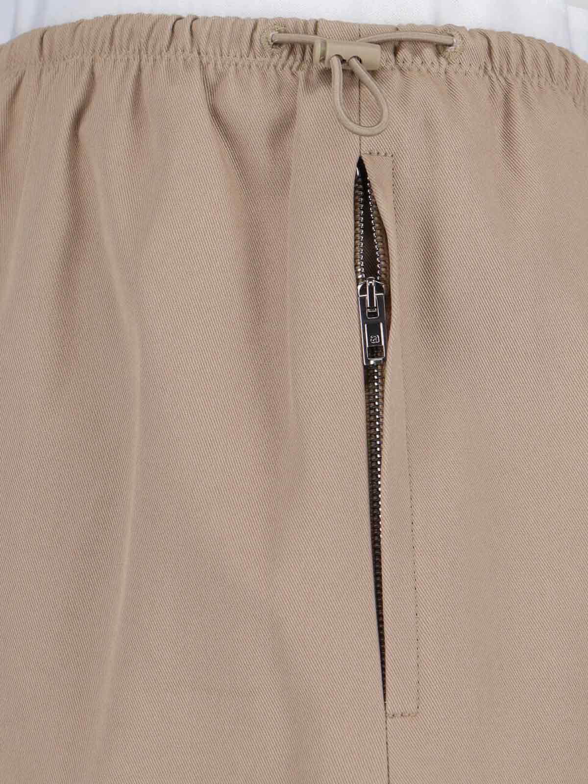 Logo Skirt In Taupe Cotton, Mid-Rise