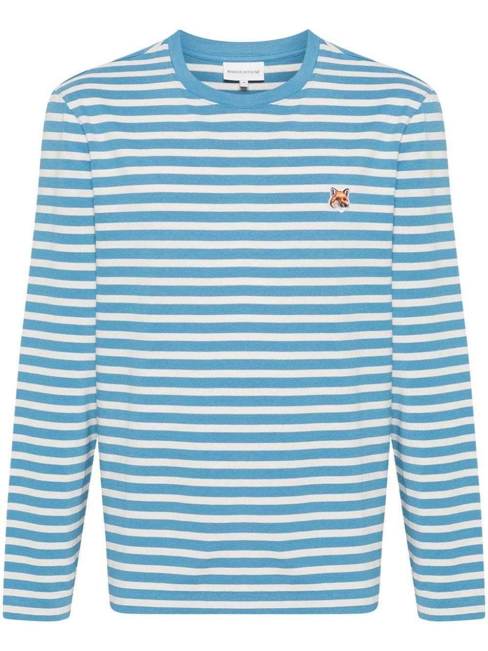 Long-Sleeve Striped Tee With Classic Crew Neckline And Embroidered Detail