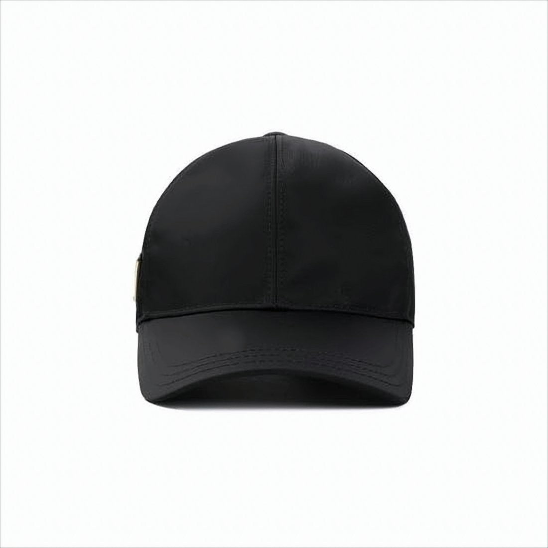 Structured Black Cap With Triangular Metal Logo