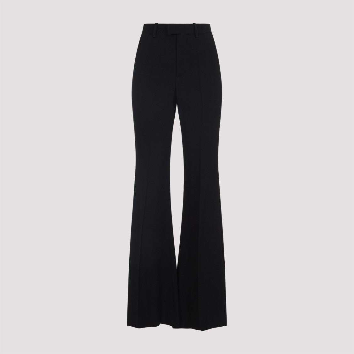 Fitted Black Trousers With Flared Hem