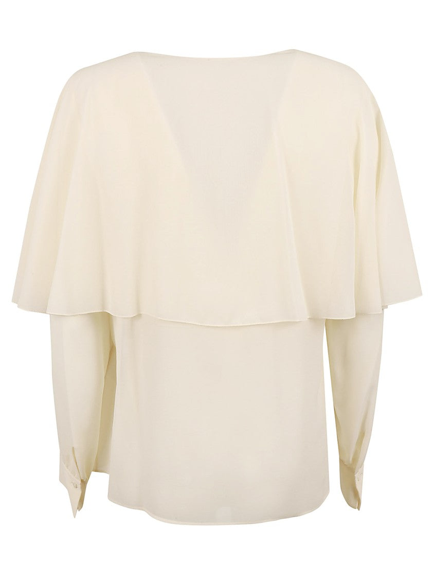 Silk Shirt With Flowing Cape Overlay