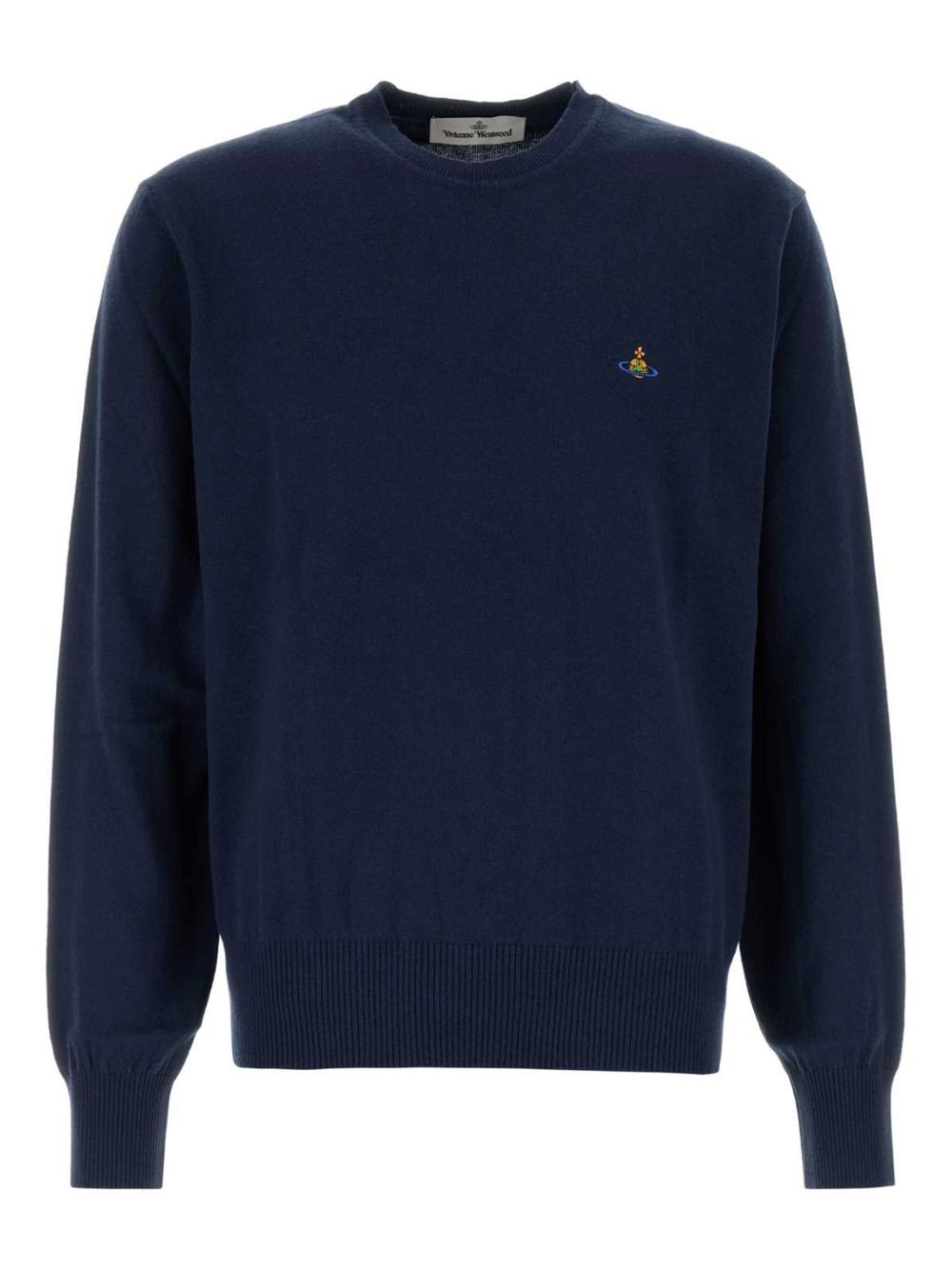 Navy Blue Cotton Cashmere Blend Crew Neck Sweatshirt