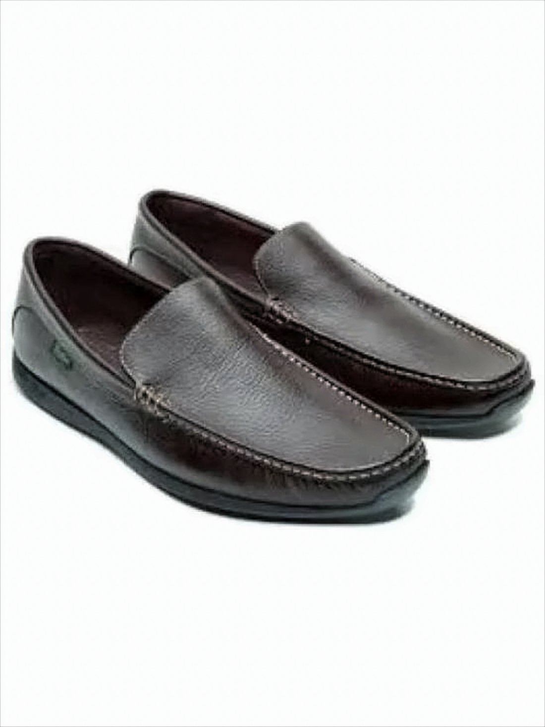 Polished Leather Loafers with Detailed Stitching