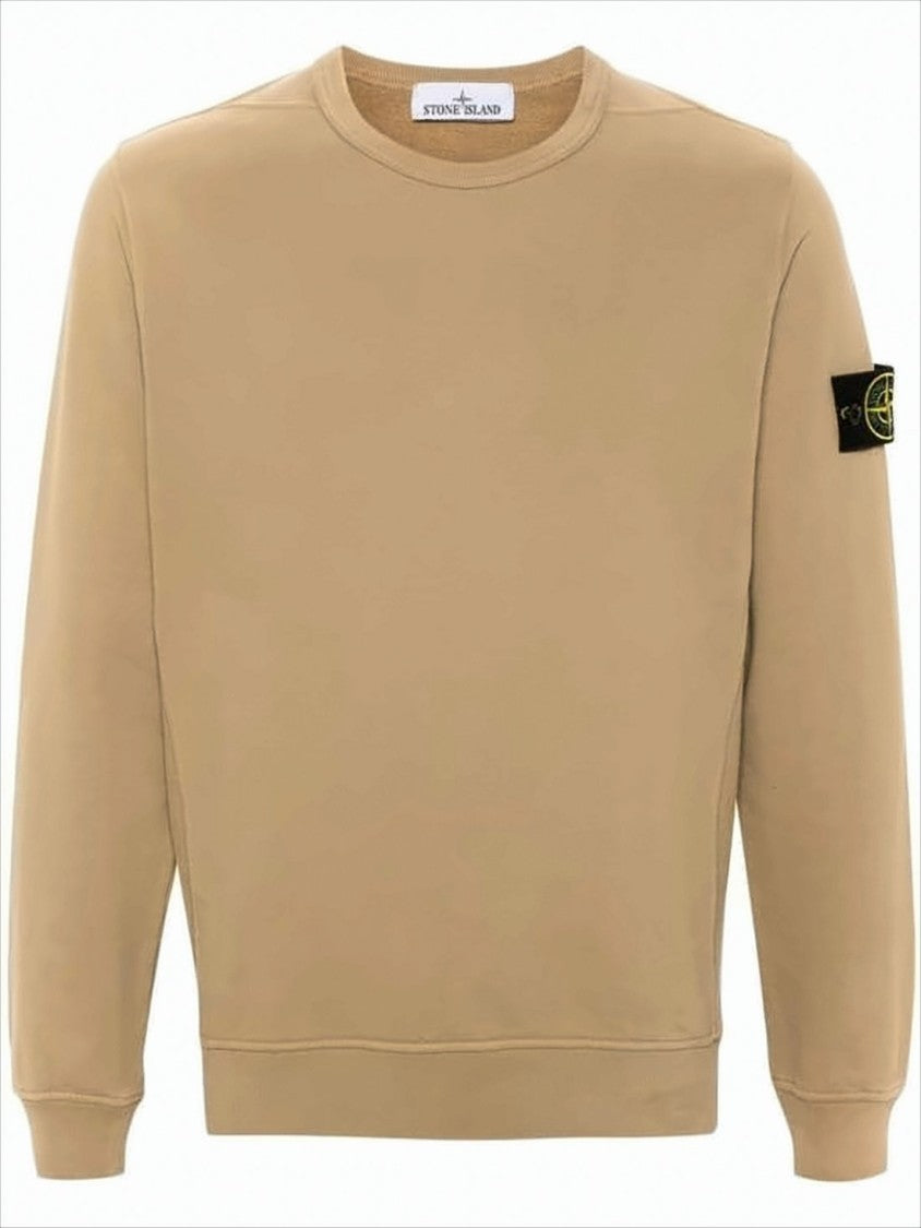 Long-Sleeve Crewneck Sweatshirt in Warm Beige