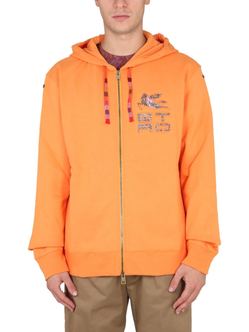 Orange Zip Sweatshirt With Hood