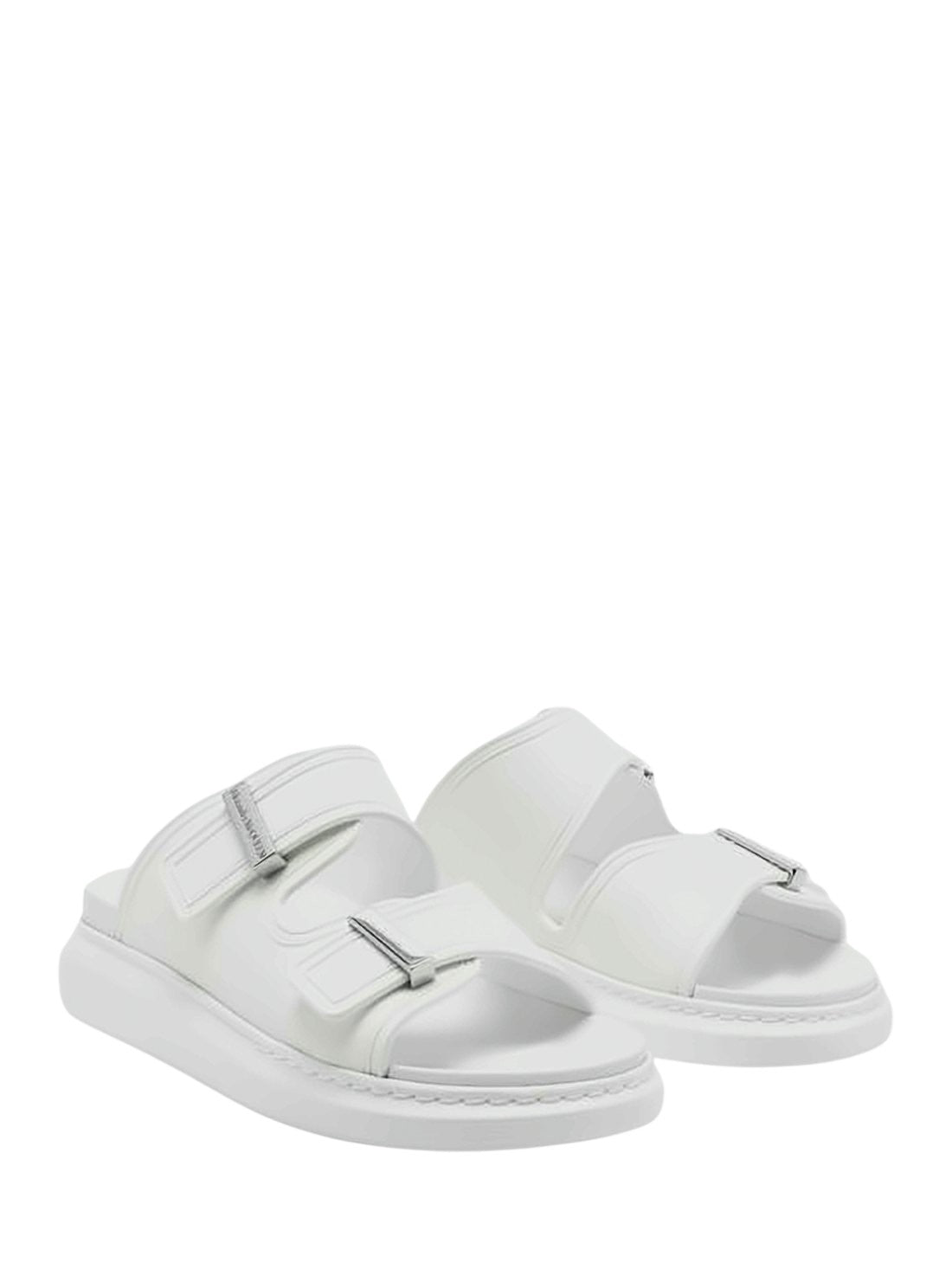 Rubber Slip-On Mules with Adjustable Metallic Straps