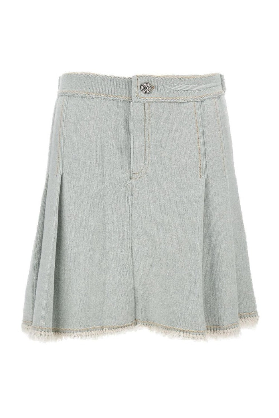 Pleated Skirt With Buckled Waistband In Textured Blend