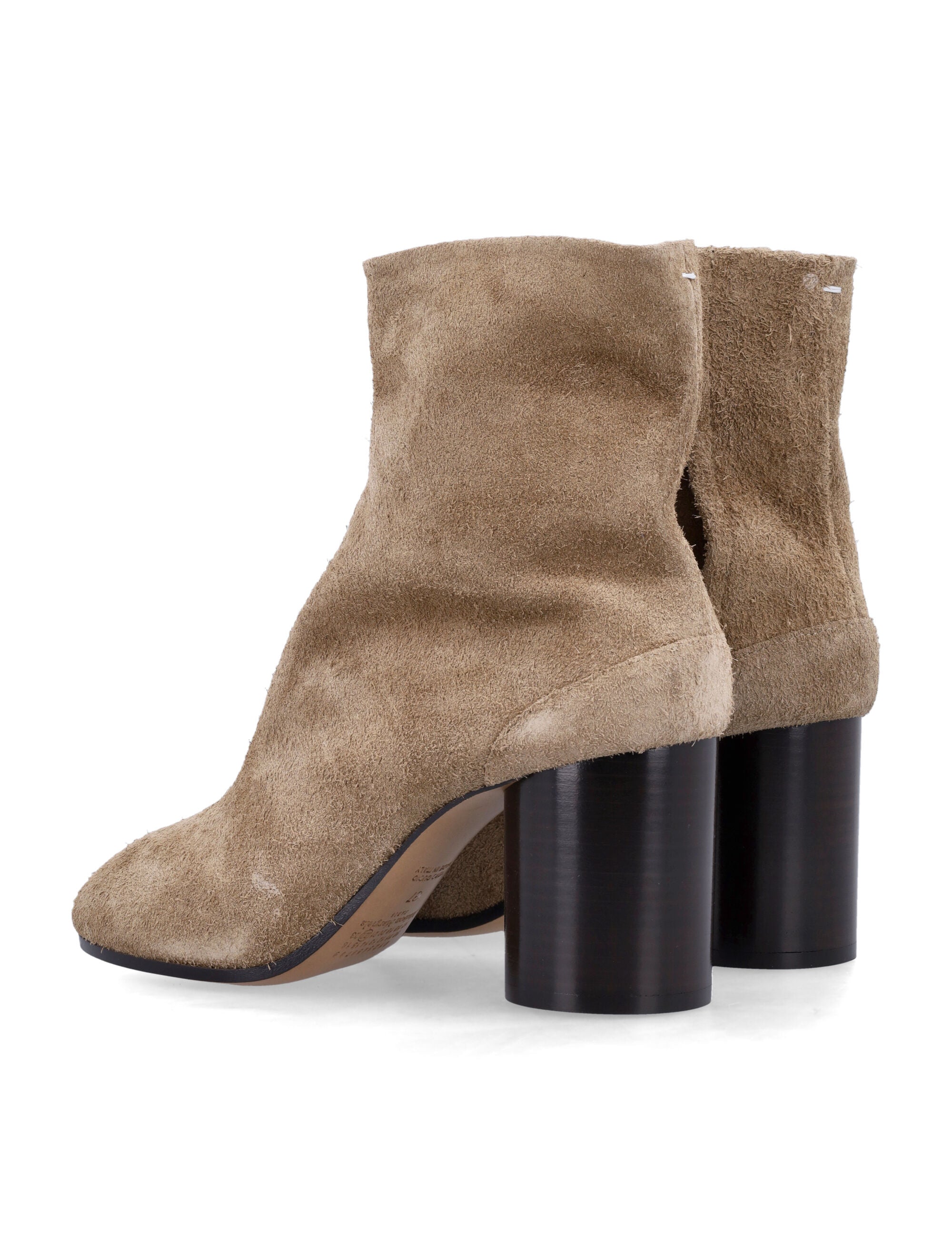 Beige Suede Tabi Ankle Boots