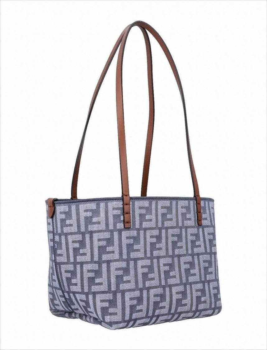 Geometric Pattern Shoulder Bag with Leather Straps