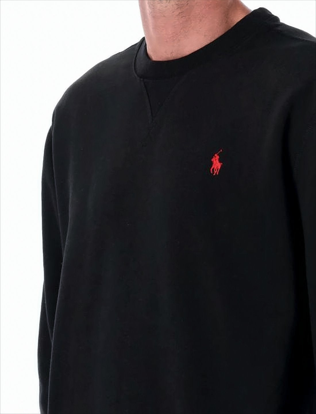 Classic Black Crewneck Sweatshirt with Logo Embroidery
