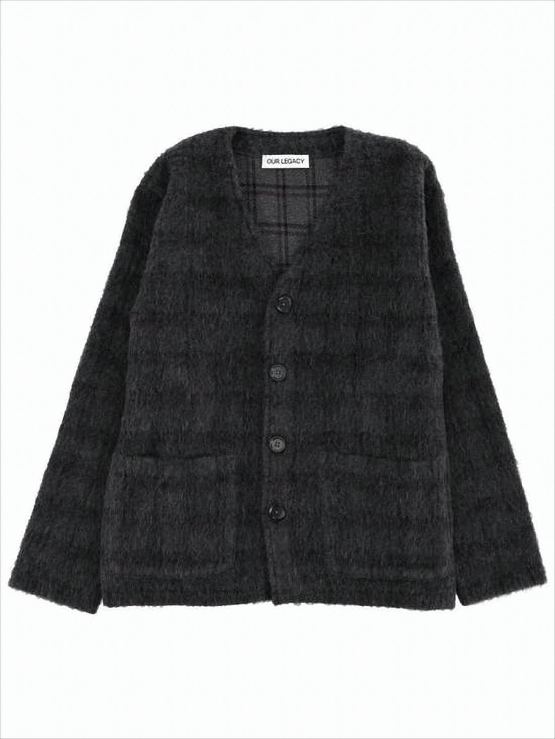 Textured Cardigan with V-Neckline and Button Front