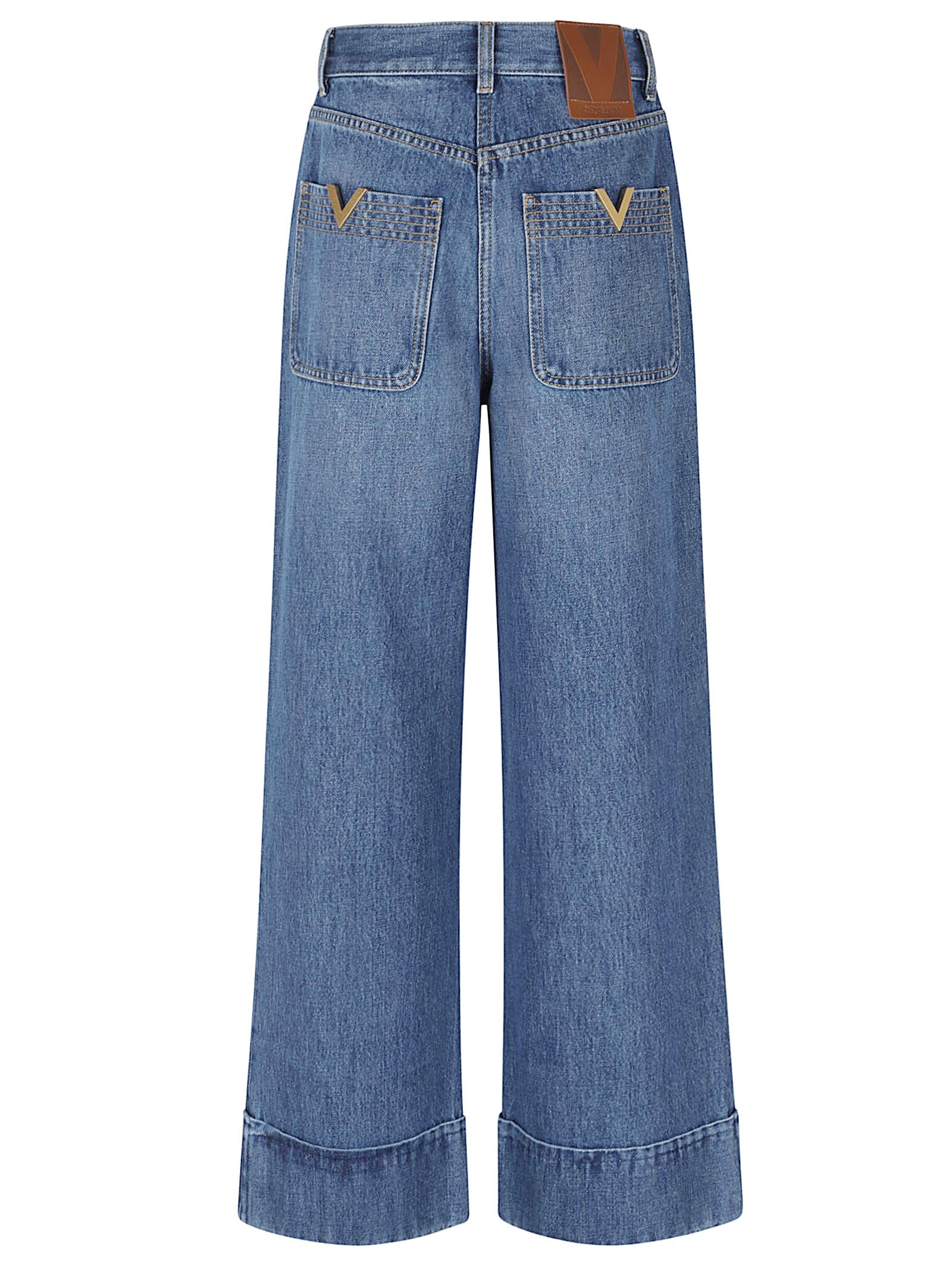 High-Waisted Wide-Leg Denim Pants