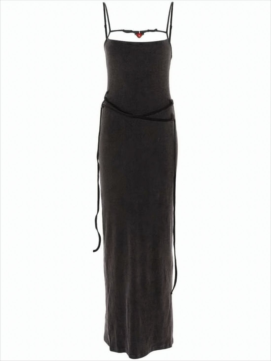 Black Body-Hugging Maxi Dress with Spaghetti Straps
