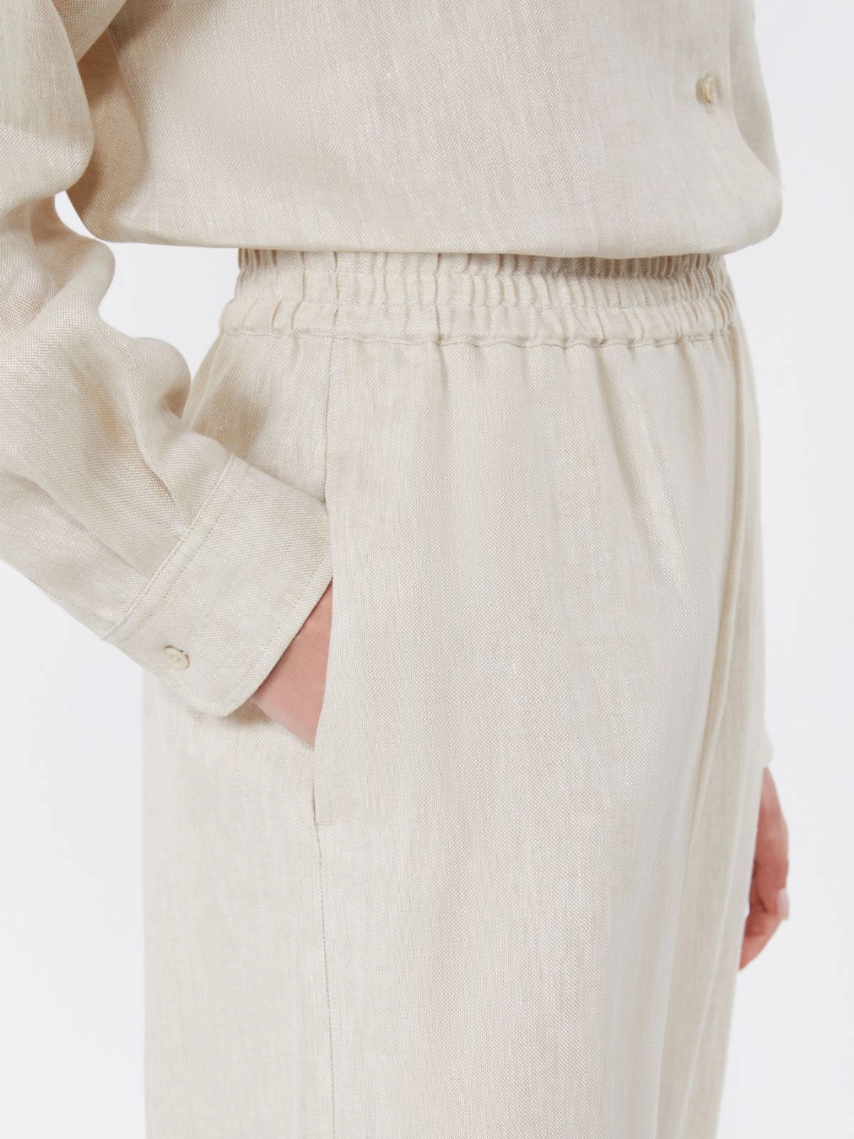 Wide-Leg Cropped Pants with Elastic Waistband