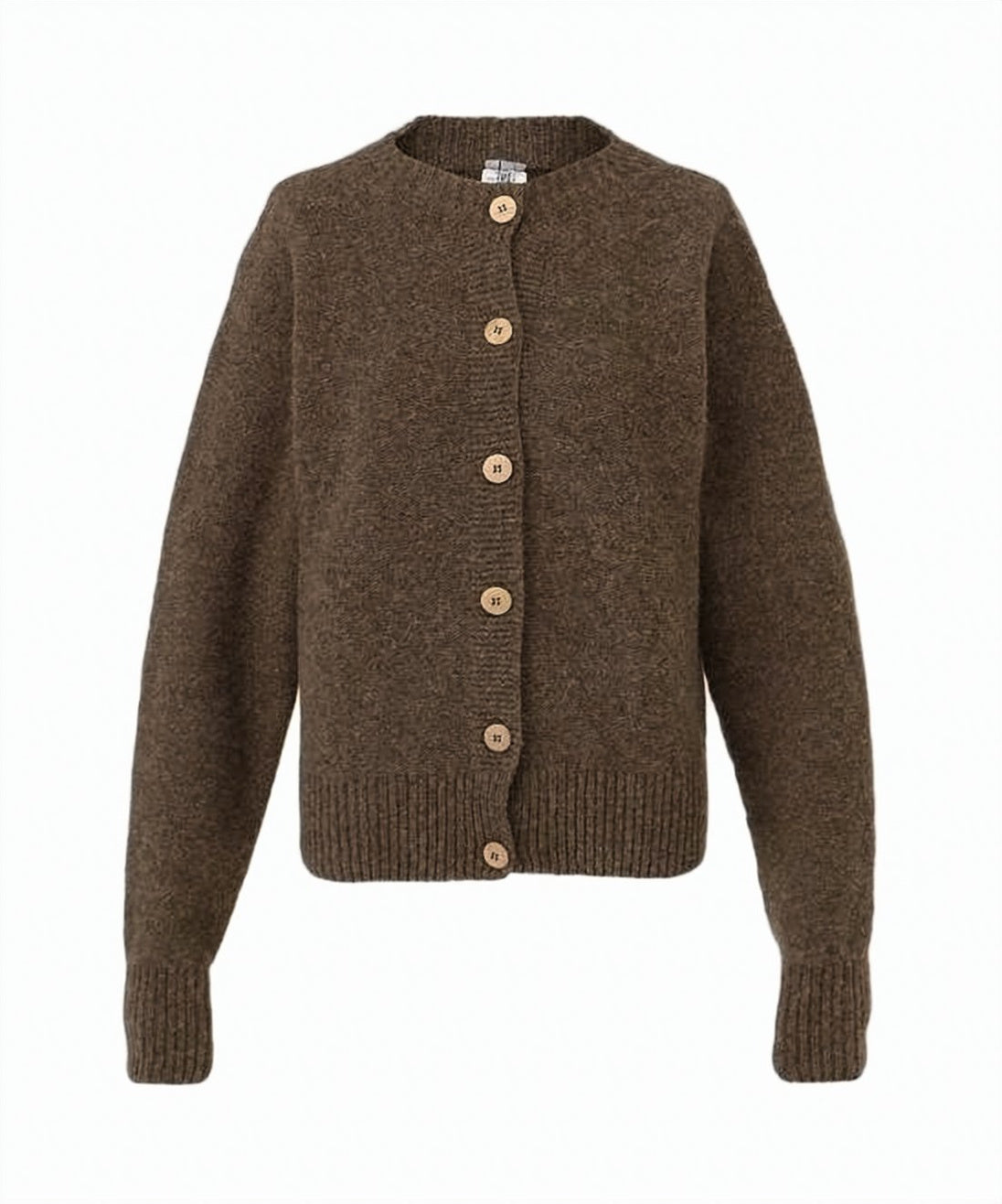 Boxy Brown Merino Wool Cardigan