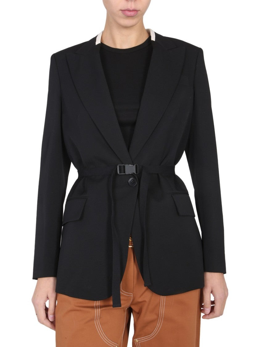 Belted Blazer With Peaked Lapels