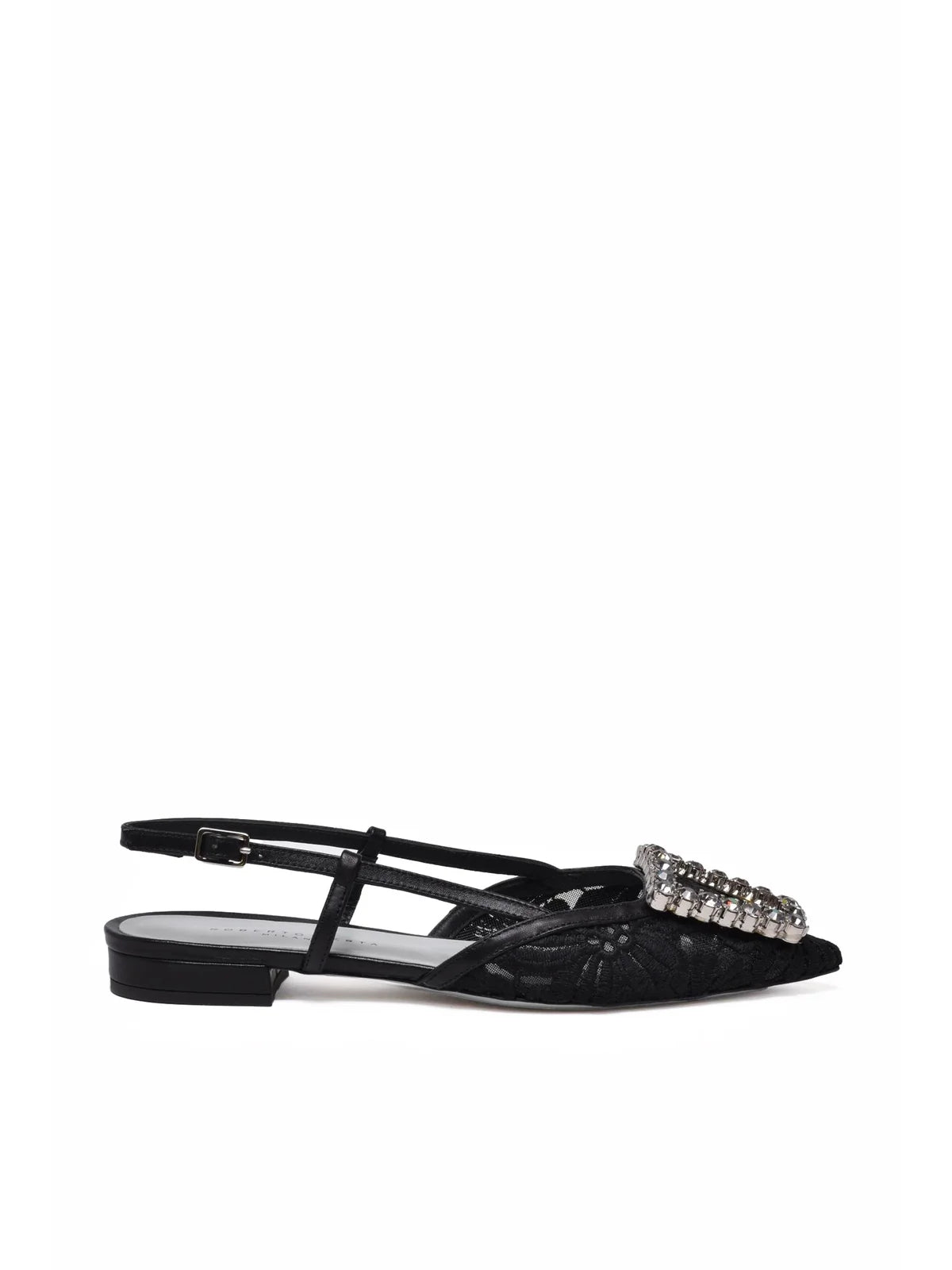 Black Other Fibers Lace Ballerina