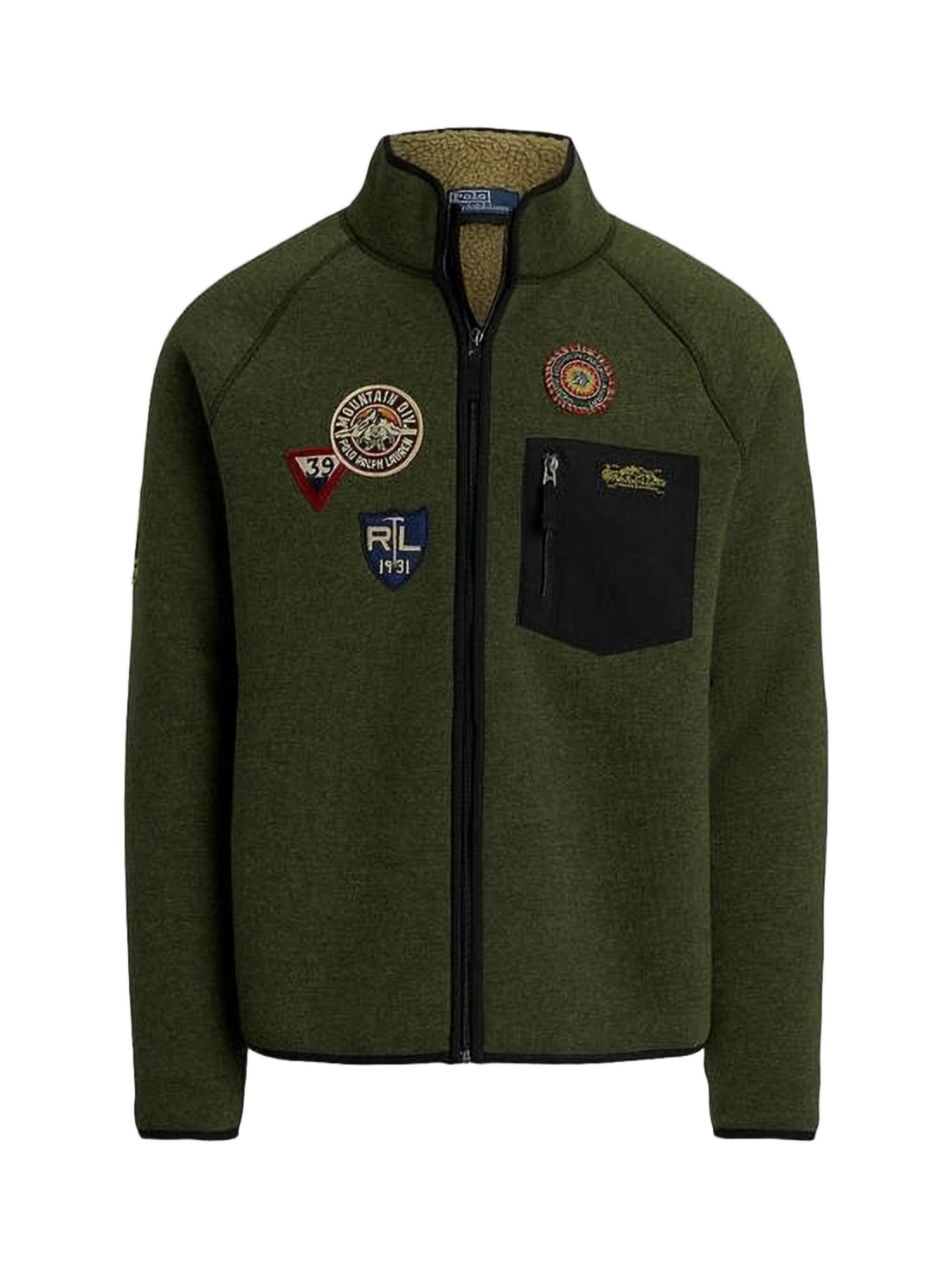 Textured Green Jacket with Stand Collar