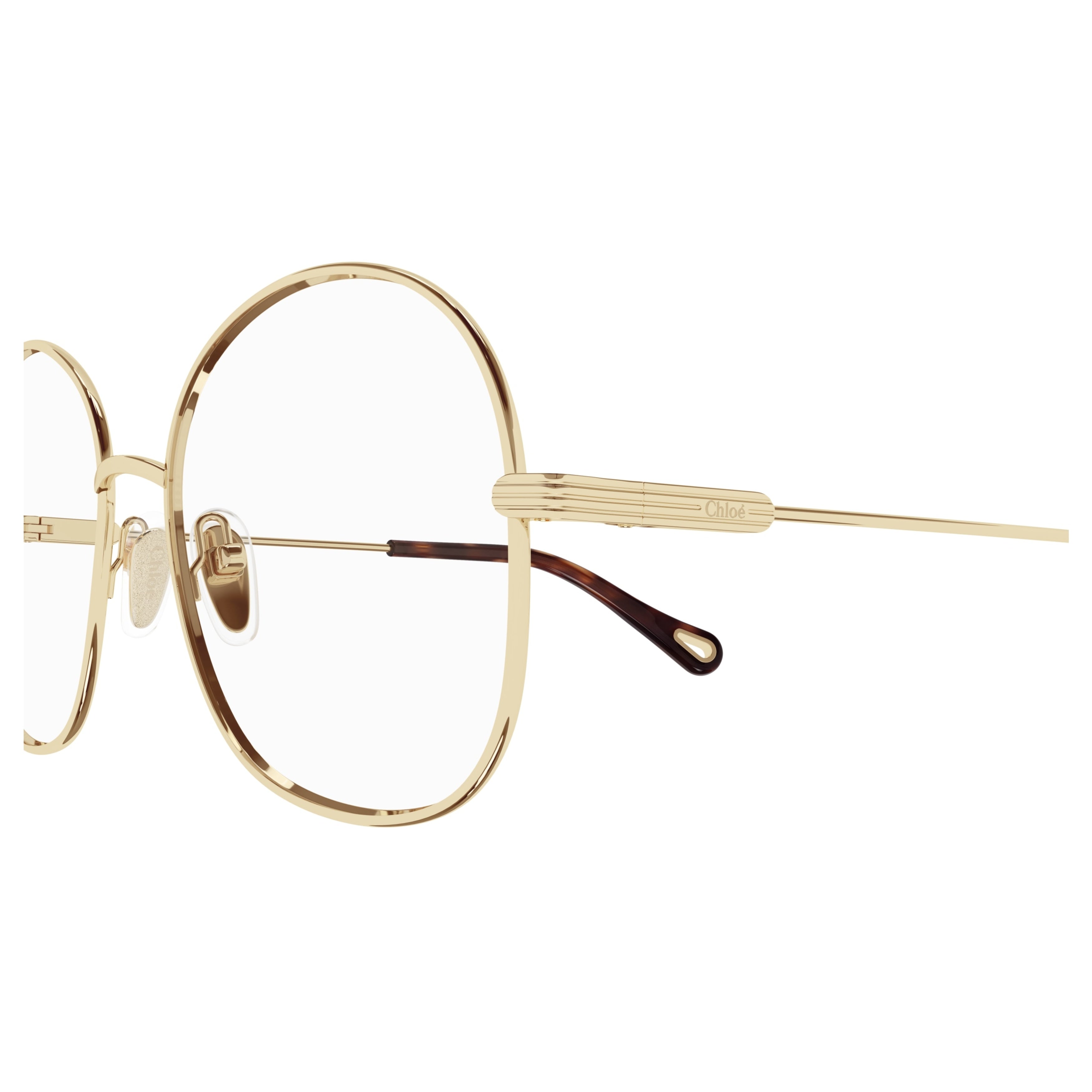 Ch0138o Polished Gold Round Metal Frame Eyeglasses
