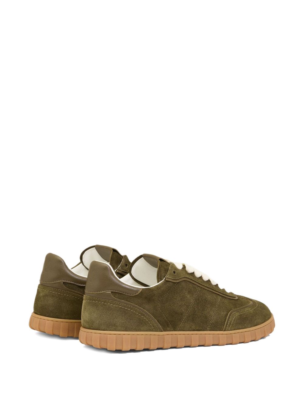 Olive Green Suede Low-Top Sneakers