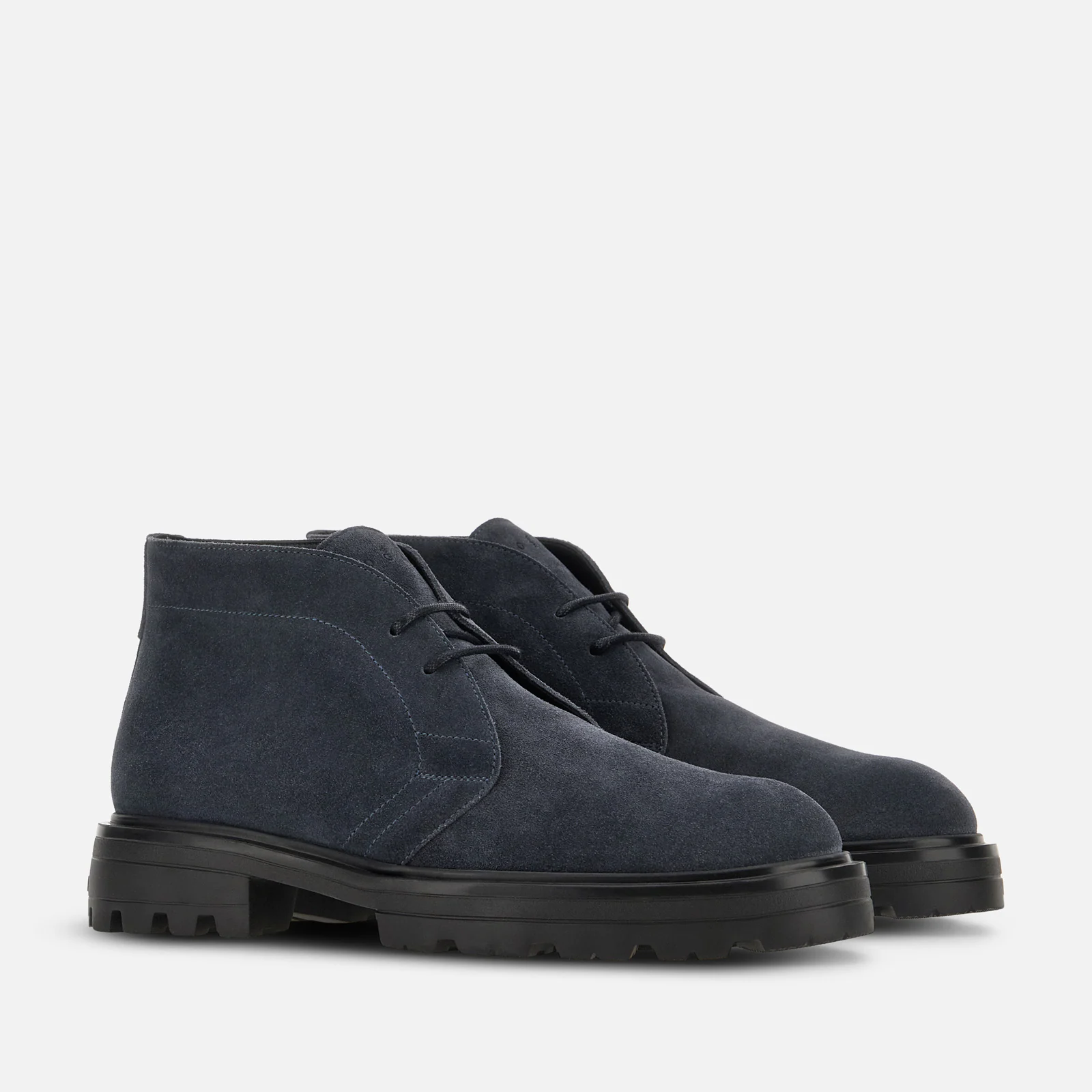 Lace-Up Ankle Shoes In Deep Blue Suede