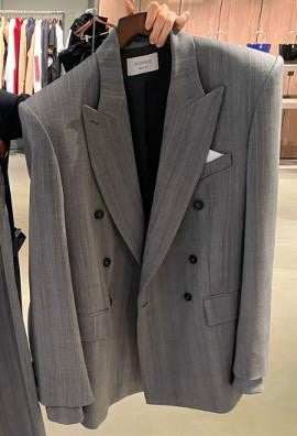 Merlot Double Breasted Pinstripes Jacket
