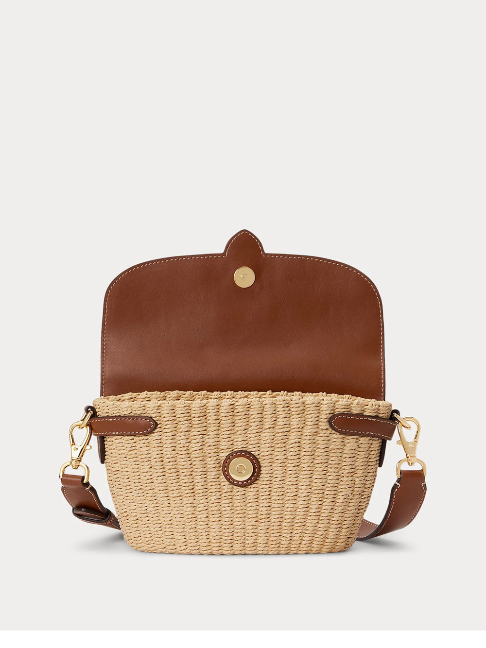 Shoulder Bag with Woven Straw Base