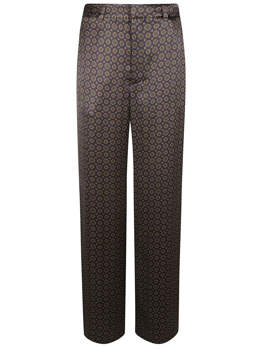 Geometric Pattern Trousers With Relaxed Fit