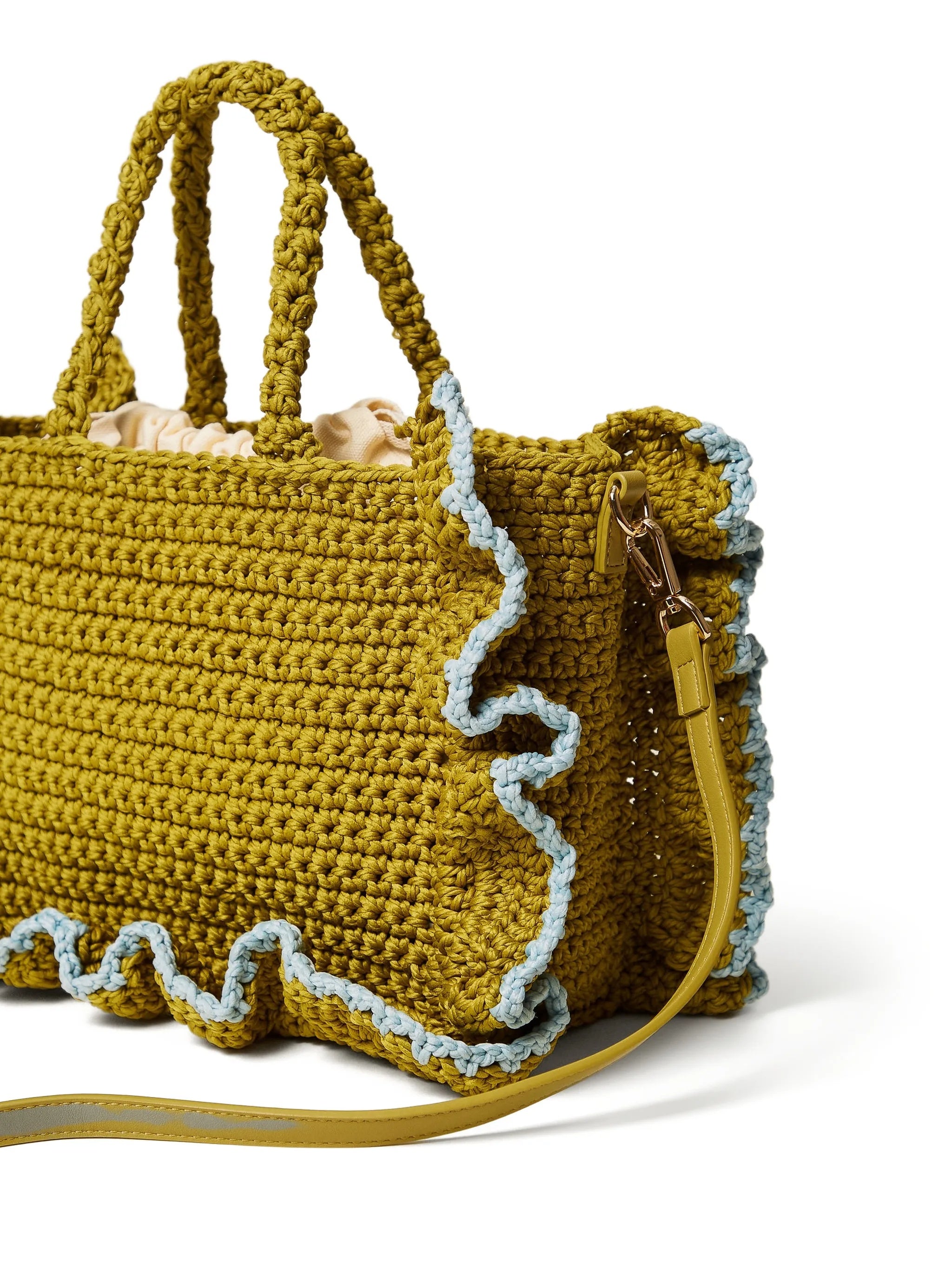 Mustard Yellow Rectangular Knit Handbag