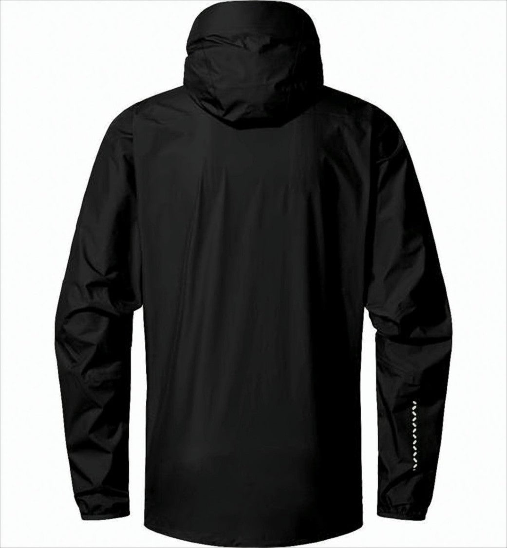 Solid Black Hooded Jacket with Zippered Pockets