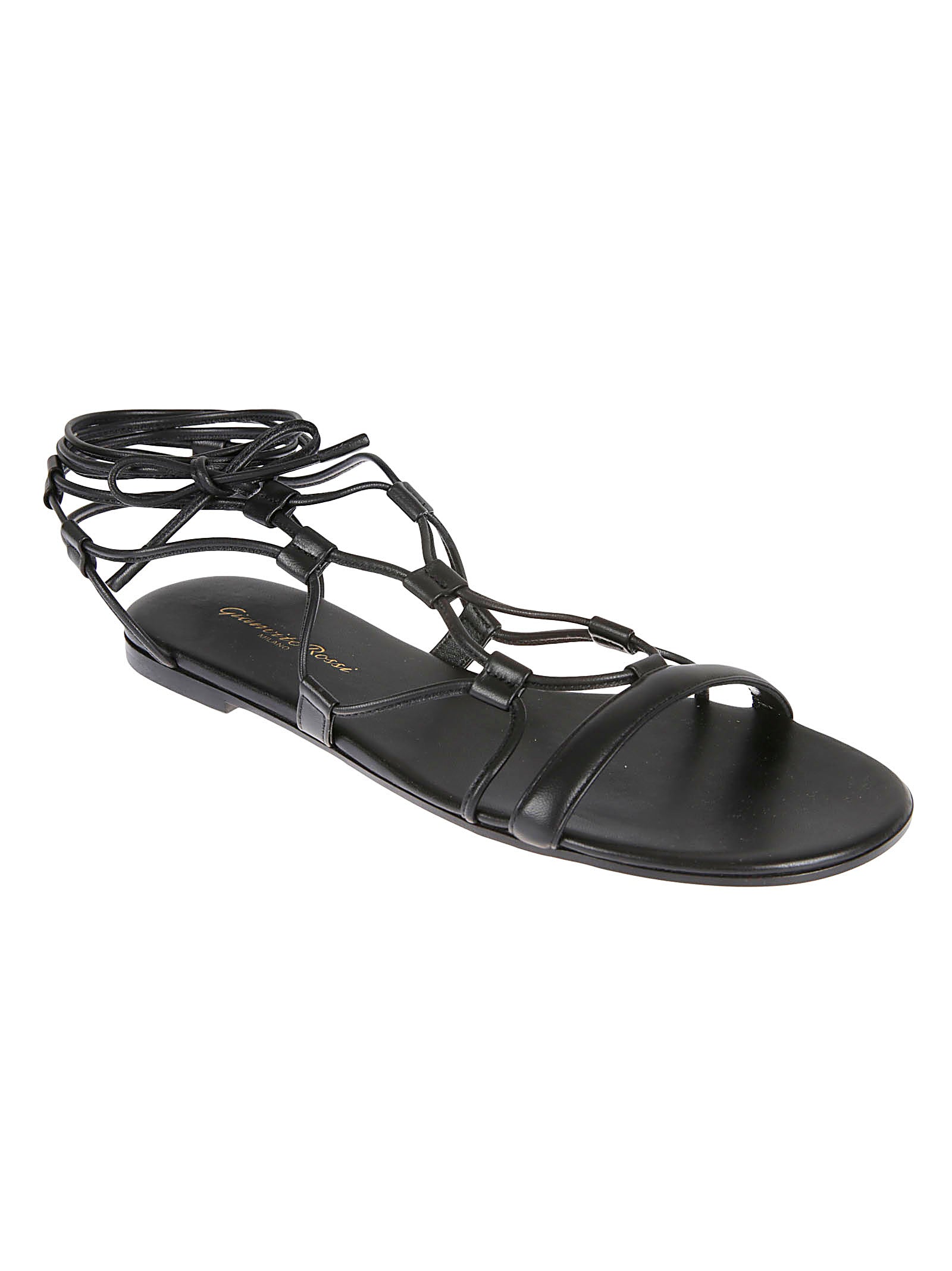 Black Calf Leather Sandals with Refined Straps