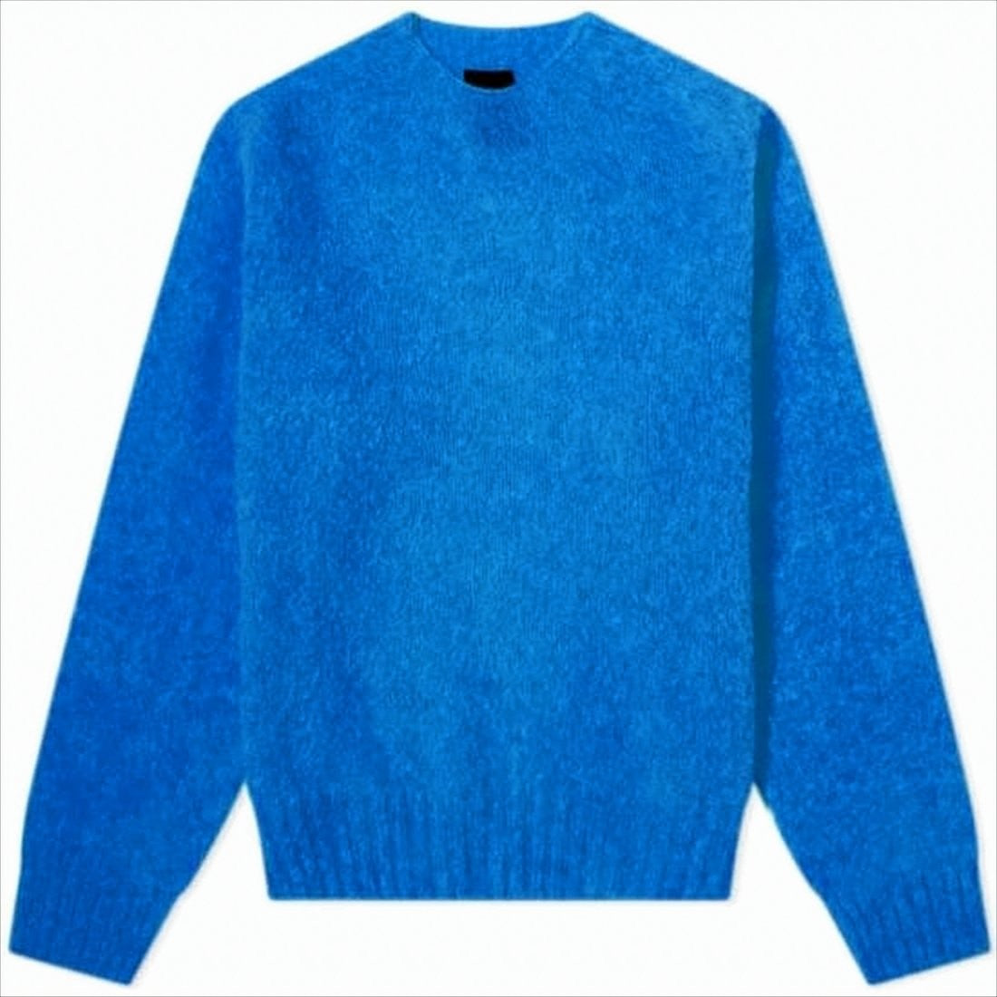 Fuzzy Texture Crew Neck Sweater In Vibrant Blue