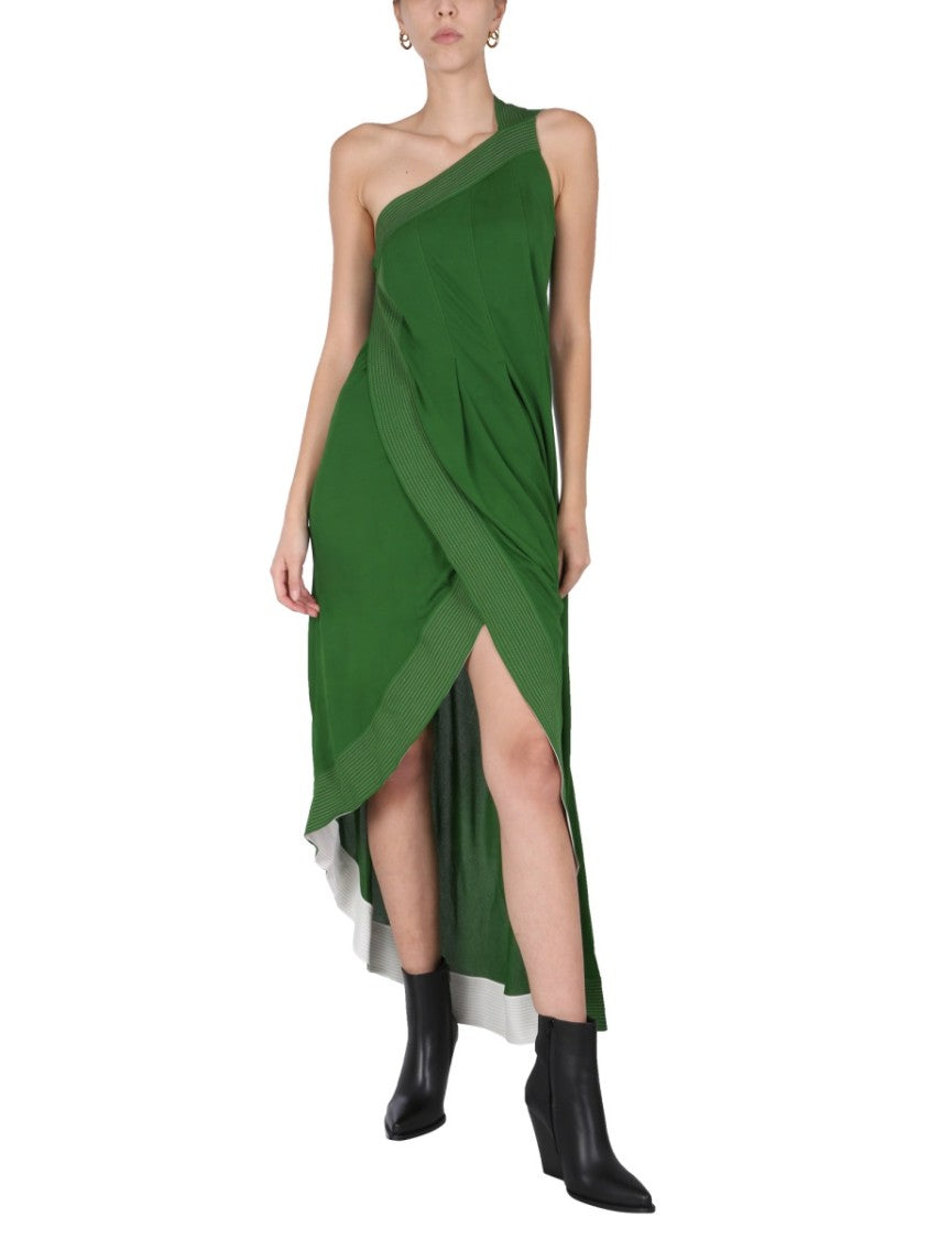 Asymmetrical Green Midi Dress