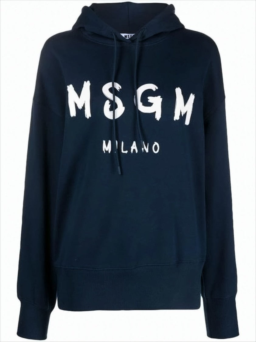 Navy Blue Hoodie with Bold Brushstroke Lettering