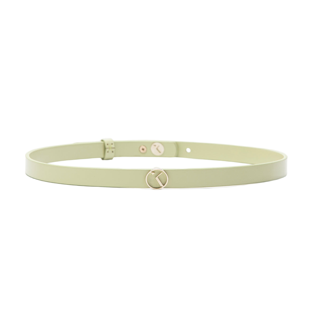 Minimalist Leather Belt With Circular Gold Buckle