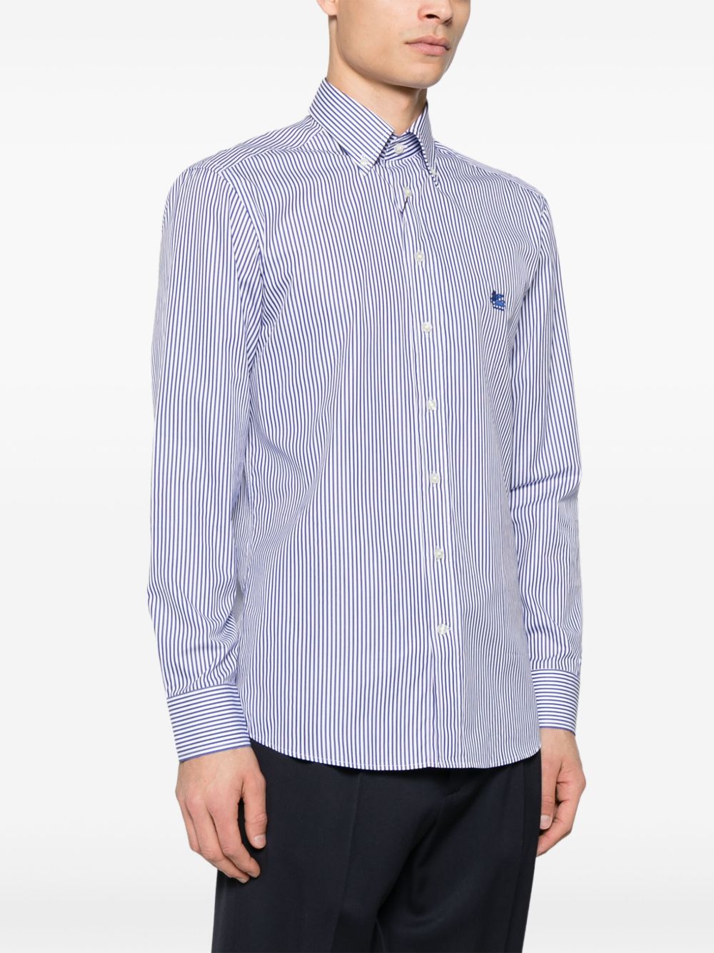 Blue and White Striped Cotton Shirt