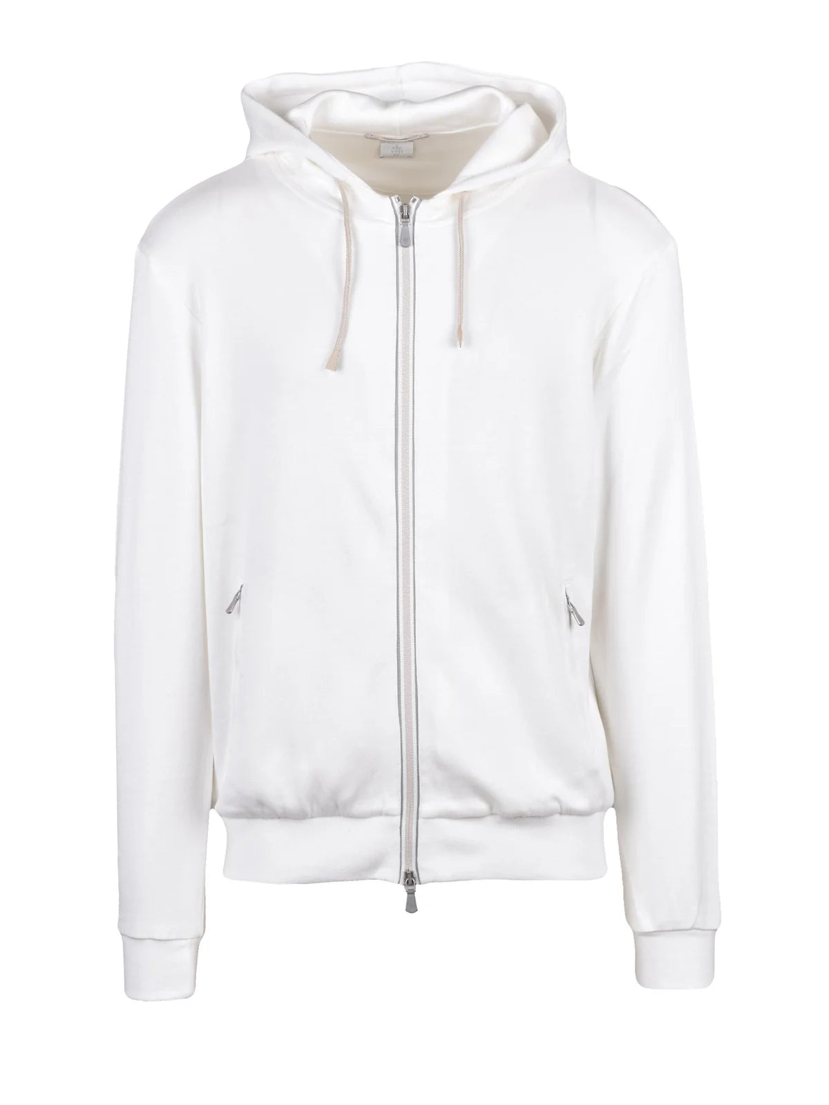 White Cotton Polyamide Zip Hoodie