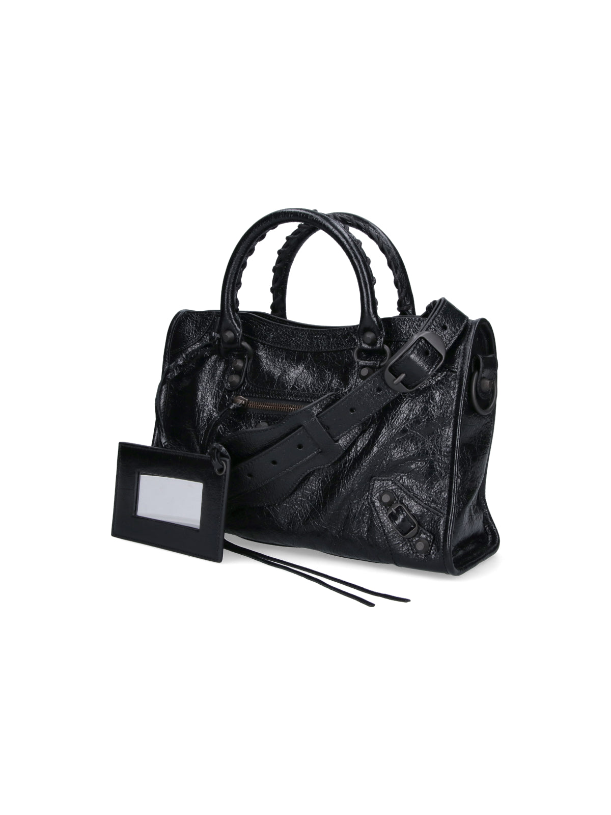 Black Textured Rectangular Braided Bag