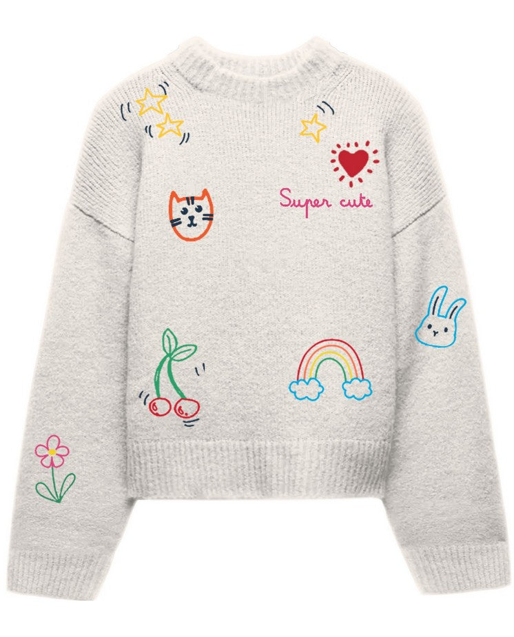 Louise Whimsical Hand-Embroidered Sweater