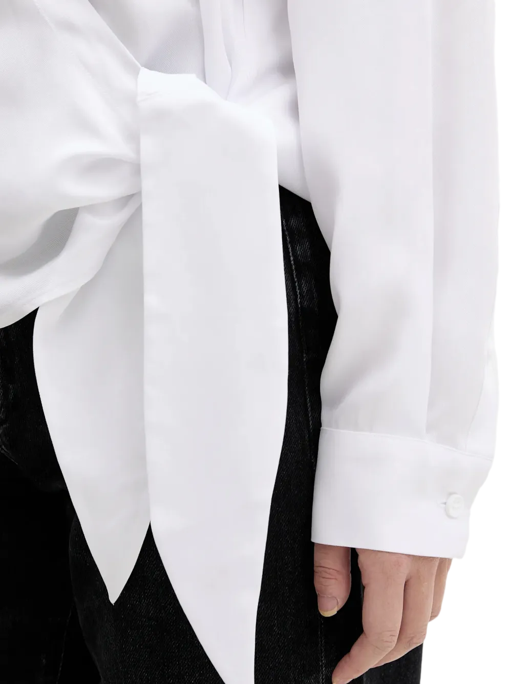 Asymmetrical Wrap Blouse with Classic Collar
