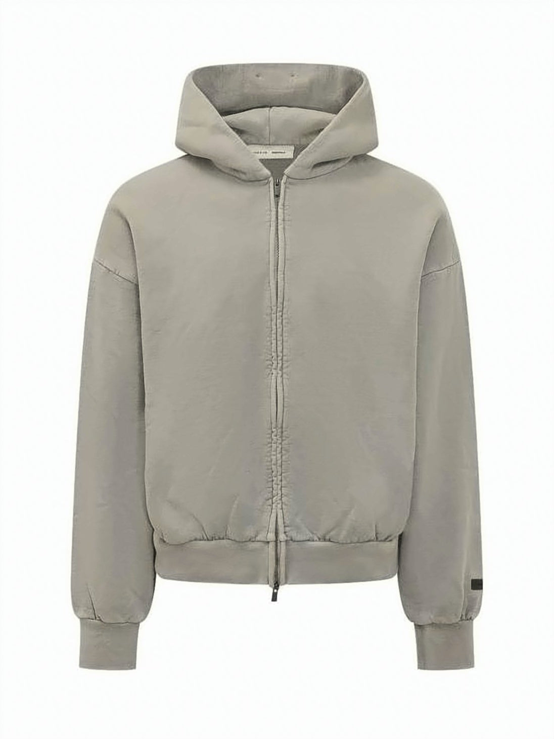 Cropped Zip-Up Hoodie with Embroidered Detail