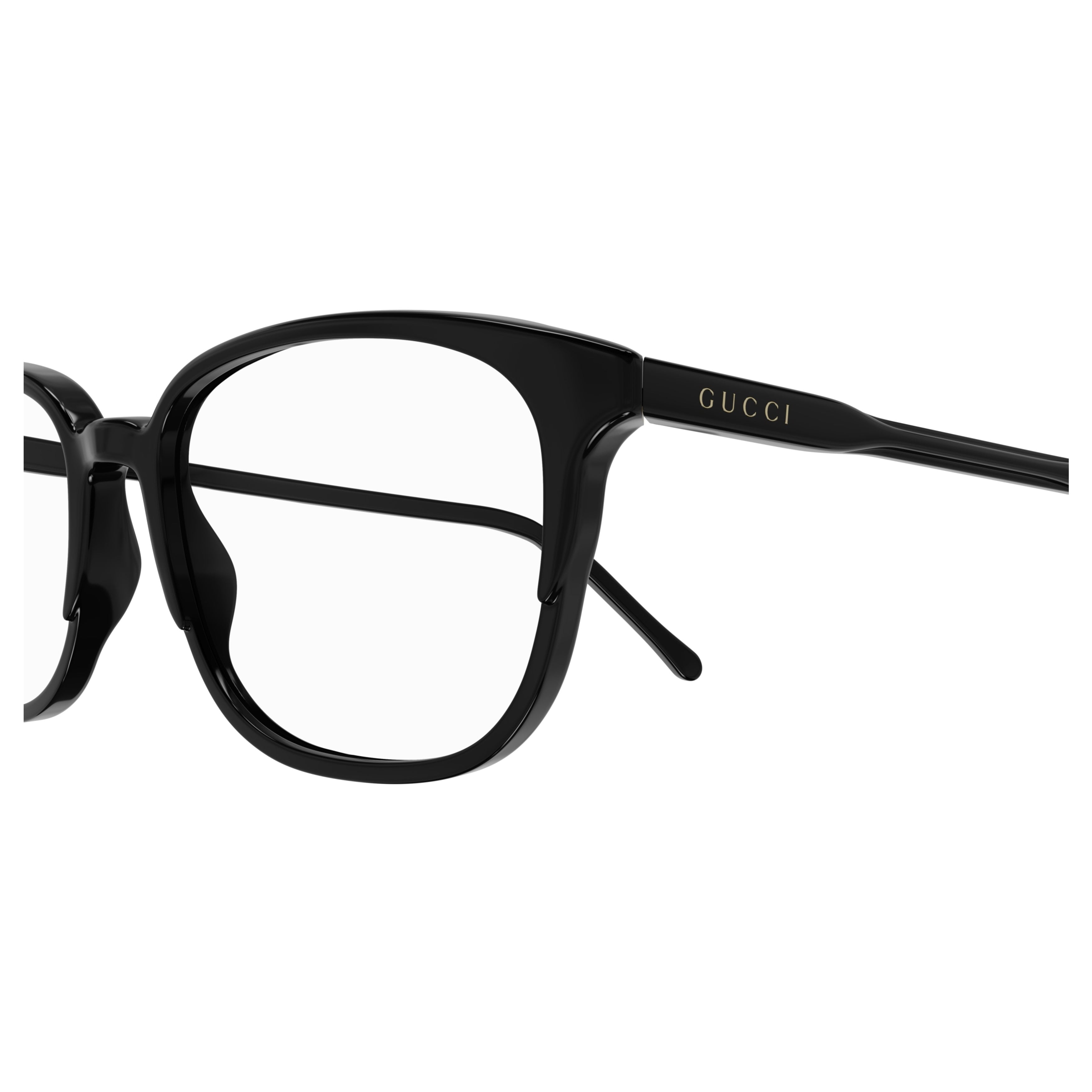 Gg1213o Glossy Black Acetate Square Frame Eyeglasses