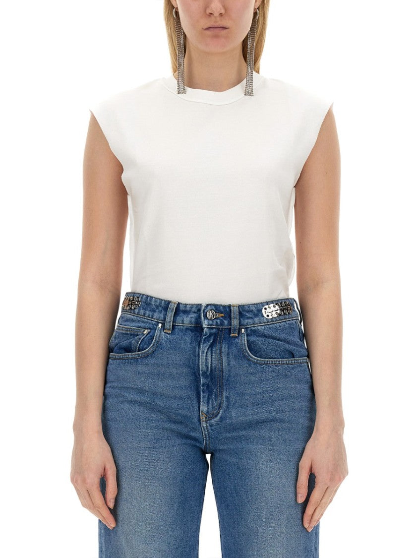 Fitted Cotton T-Shirt With Structured Sleeves