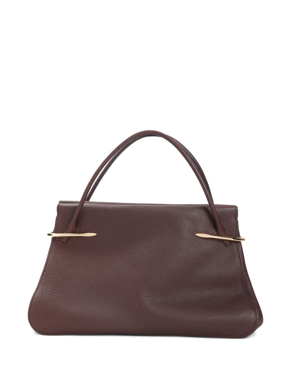Textured Brown Handbag With Gold-Tone Accents